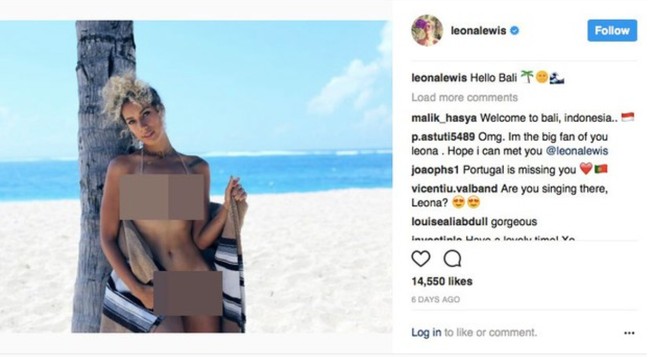 Terakhir ada Leona Lewis yang juga sempat terlihat berlibur ke Bali. Melalui akun Instagram pribadinya Leona tampak mengunggah fotonya mengenakan bikini saat berada di salah satu pantai Bali. Foto: instagram.com/leonalewis
