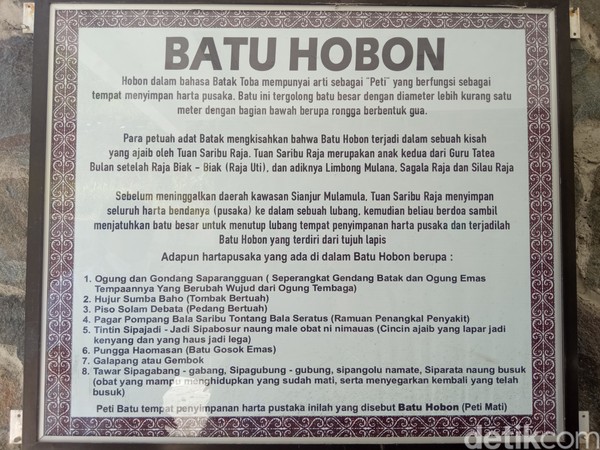 Ini daftar harta karun yang ditinggalkan oleh Tuan Sariburaja di dalam Batu Hobon. (Bonauli/detikcom)