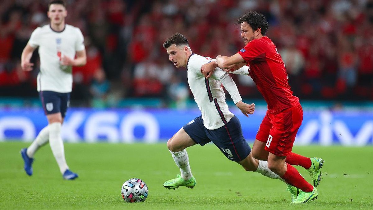 Inggris menang susah payah 2-1 atas Denmark di semifinal Euro 2020. (Foto: Getty Images/Carl Recine - Pool)