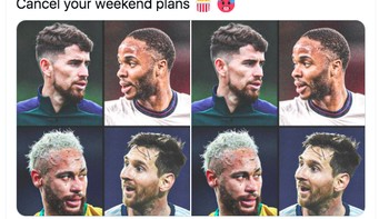 Pertandingan final seru antara Inggris dan Italia di Eropa dan Brazil melawan Argentina di Amerika Latin jangan sampai terlewatkan. Foto: Twitter