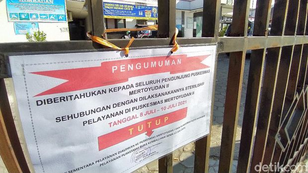 Puskesmas Mertoyudan II Kabupaten Magelang ditutup gegara tiga nakes kena Corona, Kamis (8/7/2021).