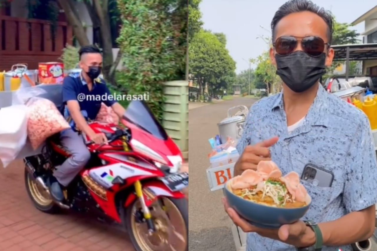 Tukang Bubur Keliling Pakai Motor Sport Rp 30 Jutaan!