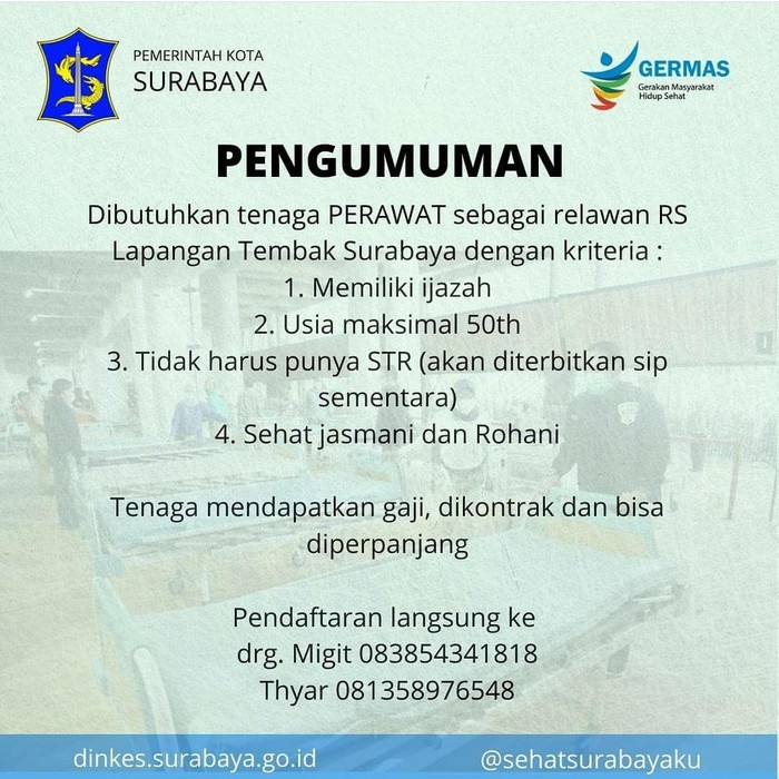 RSLT Surabaya Buka Lowongan 200 Dokter dan Perawat