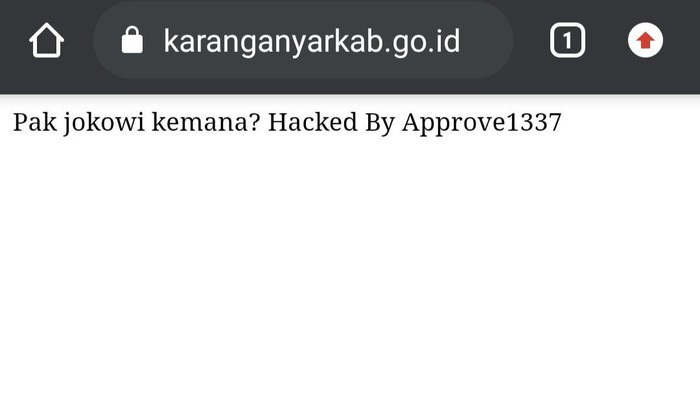 Situs Pemkab Karanganyar diretas, Sabtu (10/7/2021)