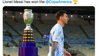 Setelah dulu selalu gagal juara, Messi akhirnya meraih Copa America sejak debutnya 16 tahun silam. Foto: Twitter