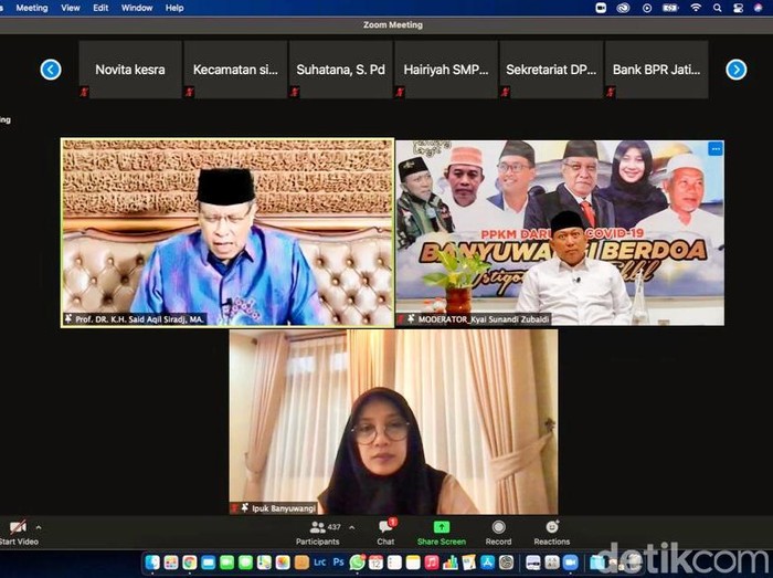 Ketua Umum PBNU Prof Dr KH Said Aqil Siradj mengajak warga Banyuwangi mendekat pada Tuhan Yang Maha Esa di tengah pandemi COVID-19 yang melanda. Hal tersebut disampaikan dalam acara Banyuwangi Berdoa yang diselenggarakan secara virtual.