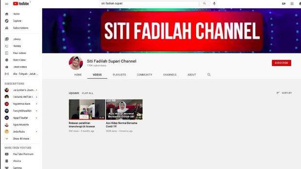 Konten video Eks Menkes Siti Fadilah Supari di-takedown YouTube