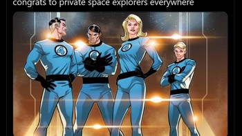 Bayangkan kalau Richard Branson mendapat kekuatan super ala Fantastic Four setelah pulang dari luar angkasa. Foto: Screenshot/Twitter