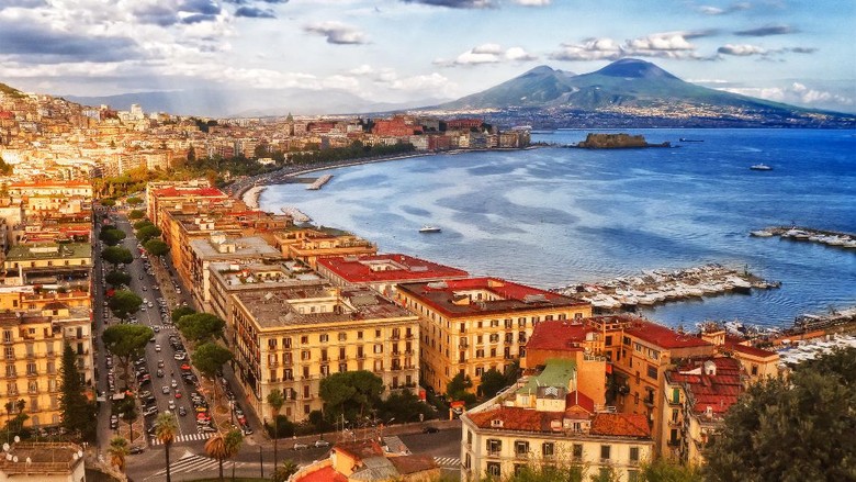 Italy, the bay of Naples. Stunning view from the Posillipo hill.
