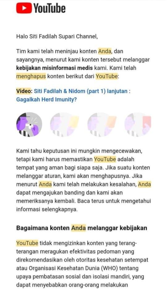 Konten YouTube Eks Menkes Siti Fadilah di-takedown YouTube