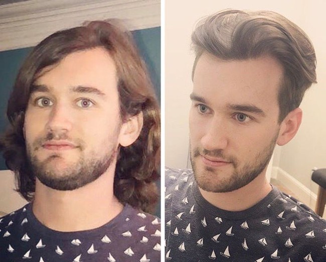 Potongan rambut klimis yang ditata acak bagian atasnya membuat wajah pria ini terlihat lebih tirus. Foto: Dok. Reddit