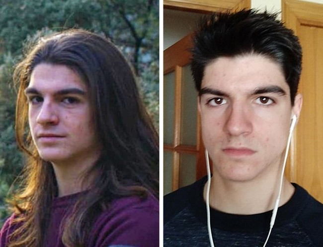 Gondrong atau pendek, pria ini tetap terlihat tampan. Tapi potongan rambut barunya membuat wajahnya jauh lebih muda. Foto: Dok. Reddit