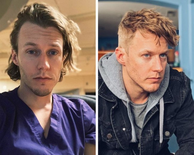 Potongan rambut kekinian membuat pria ini tampak jauh lebih muda dari sebelumnya saat masih berambut gondrong. Foto: Dok. Reddit