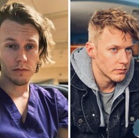 Potongan rambut kekinian membuat pria ini tampak jauh lebih muda dari sebelumnya saat masih berambut gondrong. Foto: Dok. Reddit