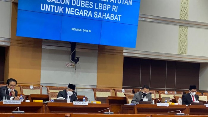 Uji kelayakan dan kepatutan calon Dubes RI di Komisi I DPR, Rabu (14/9/2021).