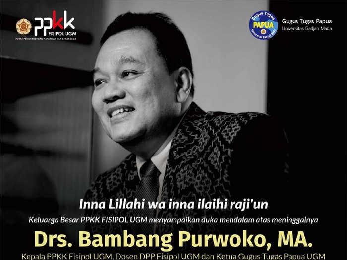 Dosen UGM Bambang Purwoko meninggal dunia, Rabu (14/7/2021).