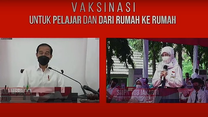 Presiden Jokowi Sapa Siswa Peserta Vaksinasi