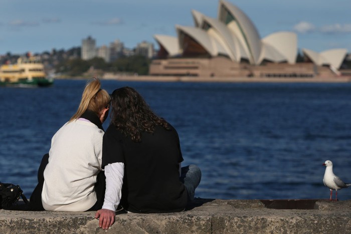 SYDNEY, AUSTRALIA - JUNE 24:  The Opera House cafe area and surrounds are seen empty of people at Circular Quay on June 24, 2021 in Sydney, Australia. A steady increase in Covid-19 cases in Sydney prompted the government to impose greater restrictions including a mandatory mask mandate indoors and limits on gatherings and movement. Several Sydney suburbs have been declared federal Covid-19 hotspots. (Photo by Lisa Maree Williams/Getty Images)