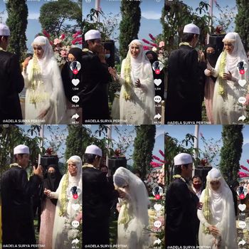 Pernikahan Ustaz Agam Facrul dan Aisyah viral di TikTok.