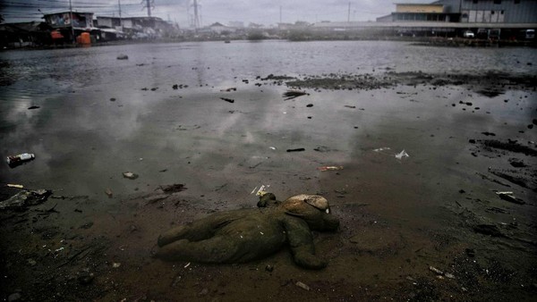 Menyempit atau tersumbatnya saluran sungai dan kanal oleh sedimen dan sampah juga turut mempercepat penurunan tanah Jakarta. Pradita Utama/detikcom. Menyempit atau tersumbatnya saluran sungai dan kanal oleh sedimen dan sampah juga turut mempercepat penurunan tanah Jakarta. Pradita Utama/detikcom.