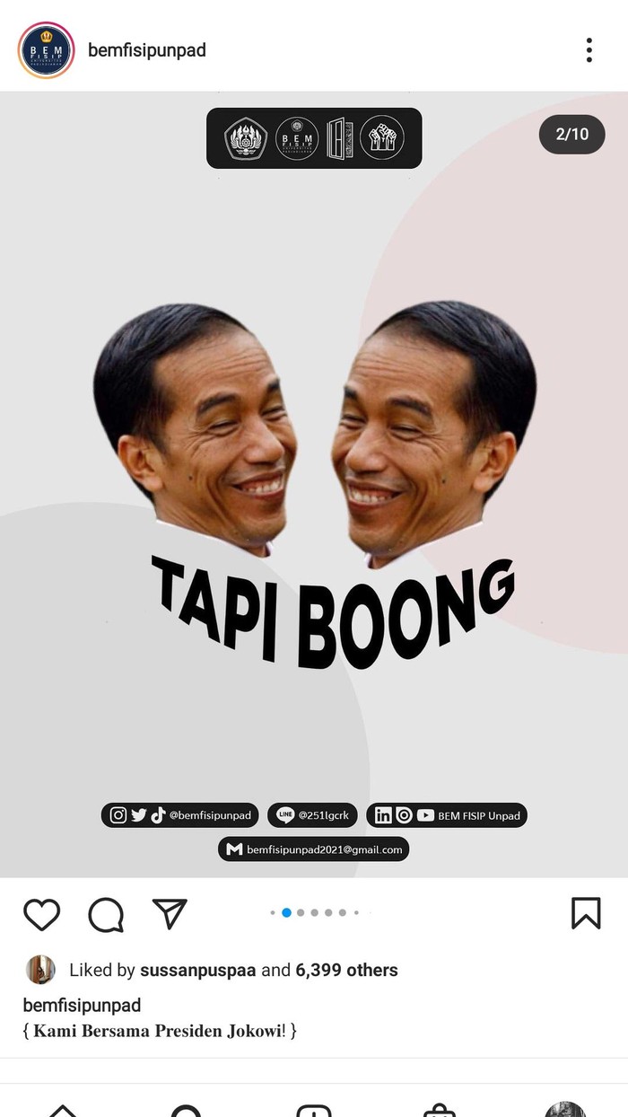 bem fisip Unpad kritik Jokowi