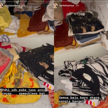 Foto baju bermerek Rachel Vennya kena rayap.