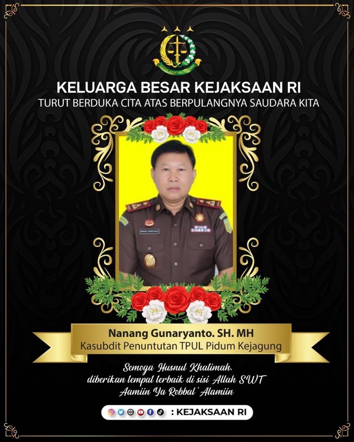 Jaksa Nanang Gunaryanto meninggal dunia (Instagram Kejaksaan Agung)