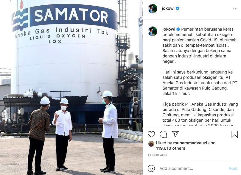 Jokowi di Pabrik AGII, dok Instagram @Jokowi