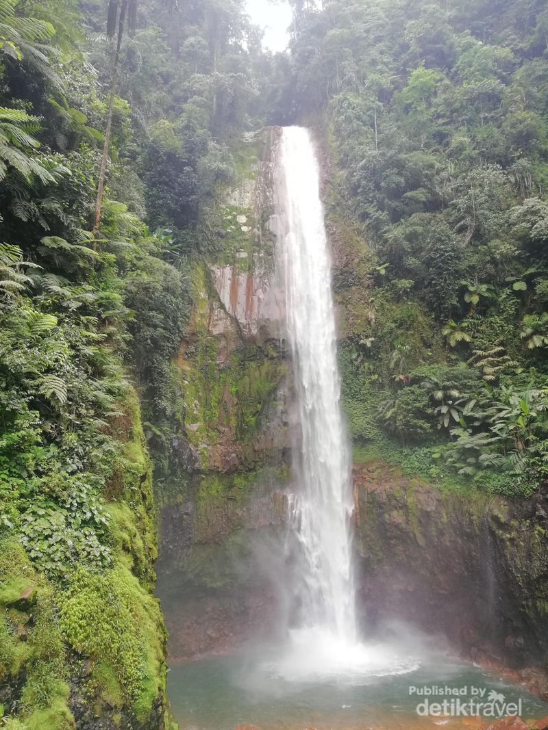 keindahan Curug Seribu yang tersembunyi dibalik pepohonan.