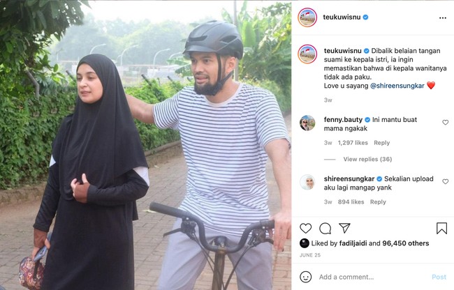 Oh jadi ini alasan sebenarnya. Jadi hati-hati ya kalau nanti tiba-tiba menemukan paku di kepala istrinya.. Foto: Instagram/@teukuwisnu