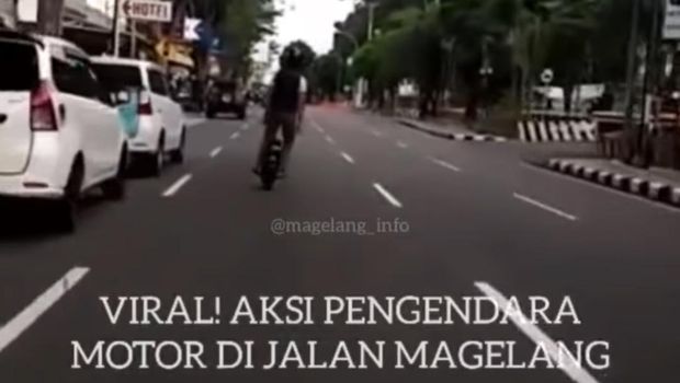 Viral video pengguna jalan mengendarai motor roda satu melintasi jalanan Kota Magelang.