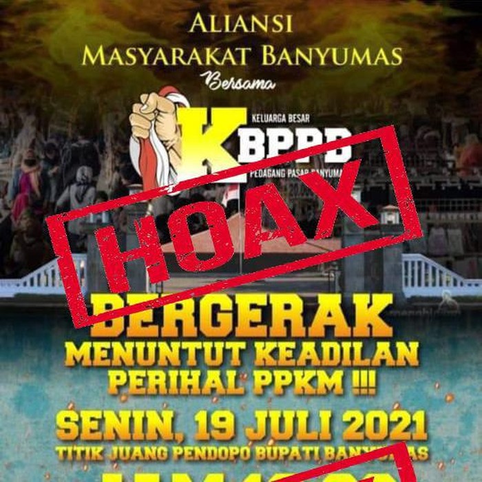 Flyer hoax ajakan aksi menolak PPKM di Banyumas