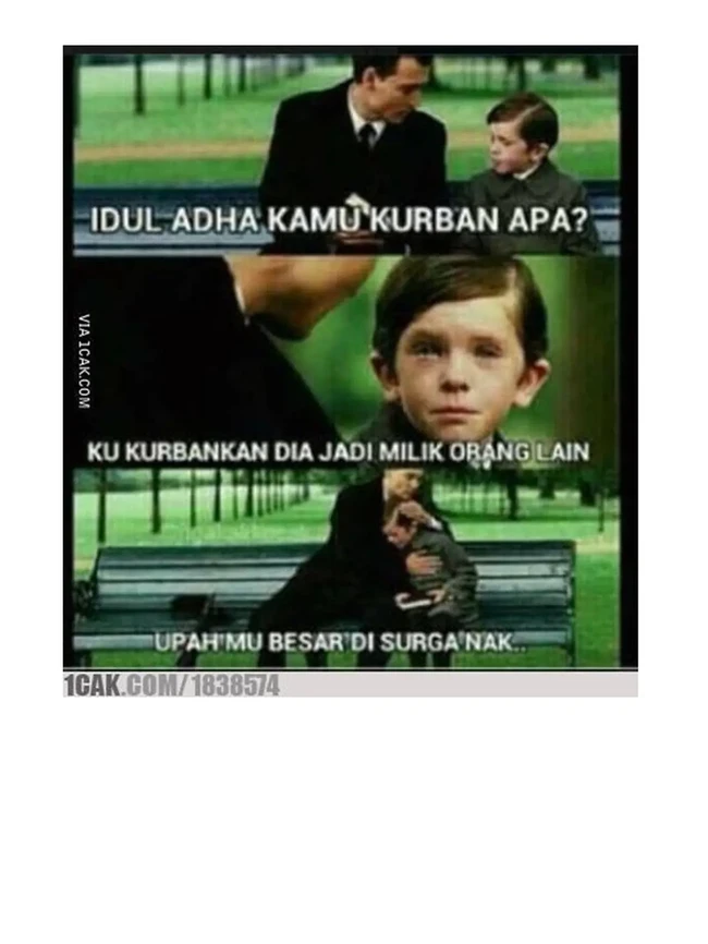 Kurbannya sungguh mulia nih. Ada yang mengalami nasib yang sama juga? Yang sabar ya, siapa tahu nanti diganti sama yang lebih baik. Foto: 1cak.com