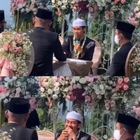 Acara itu tanggal 13 Juli 2021, setelah proses akad nikah terus penjemputan mempelai wanitanya. Nah di situ istri disuruh salam sama suami, kata wanita yang akrab disapa Adel itu, Kamis (15/7/2021). Adel yang merekam kejadian saat itu menceritakan bahwa keduanya merasa malu-malu karena. Pernikahan itu digelar dengan proses taaruf sehingga perkenalan kedua mempelai hanya dalam hitungan hari.  Foto: Dok. Instagram @simaiyah01.