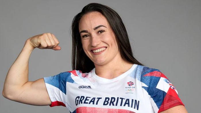 BIRMINGHAM, ENGLAND - June 30: A portrait of Sarah Davies, a member of the Great Britain Olympic Weightlifting team, during the Tokyo 2020 Team GB Kitting Out at NEC Arena on June 30, 2021 in Birmingham, England. (Photo by Karl Bridgeman/Getty Images for British Olympic Association)