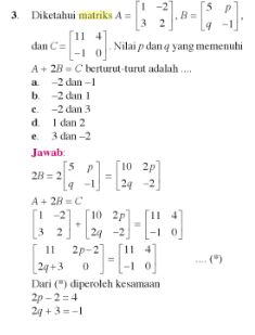 soal pengertian matriks