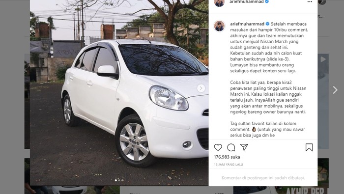 Arief Muhammad lelang Nissan March