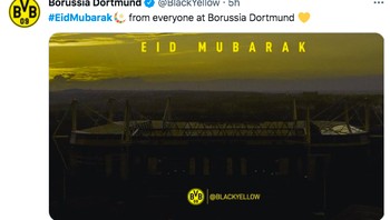 Klub jagoan Jerman, Borussia Dortmund, ikut mengucapkan selamat Idul Adha. Foto: Twitter