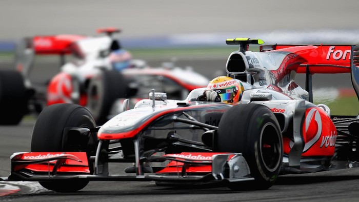 ISTANBUL, TURKEY - MAY 30:  Lewis Hamilton of Great Britain and McLaren Mercedes leads from team mate Jenson Button of Great Britain and McLaren Mercedes on his way to winning the Turkish Formula One Grand Prix at Istanbul Park on May 30, 2010, in Istanbul, Turkey.  (Photo by Malcolm Griffiths/Getty Images)