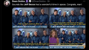 Wawancara Bezos setelah sukses mendarat ke Bumi. Foto: dok Internet