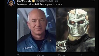 Foto before after Jeff Bezos ke antariksa. Foto: dok Internet