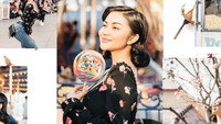 Pamer senyum manis, ini pose Ariel Tatum saat pegang lolipop jumbo. Ia mengaku menata rambutnya sendiri lho.
