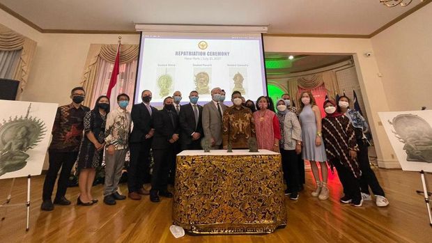 3 Artefak Obyek Cagar Budaya yang Diselundupkan ke Amerika Dikembalikan ke Indonesia pada 21 Juli 2021 melalui KJRI New York