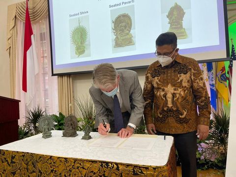 3 Artefak Obyek Cagar Budaya yang Diselundupkan ke Amerika Dikembalikan ke Indonesia pada 21 Juli 2021 melalui KJRI New York