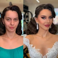Makeup membuat wanita ini tampil menawan di hari pernikahannya bak pemain film tahun 50-an yang memesona. Foto: Dok. Instagram @arber_bytyqi_mua