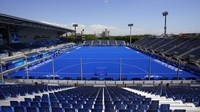 Penampakan venue pertandingan untuk cabang olahraga hoki di ajang Olimpiade Tokyo 2020. AP Photo/Jae C. Hong.