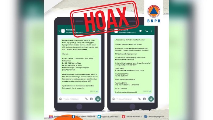 Hoax kabar soal donasi kaos oblong untuk nakes Hoax kabar soal donasi kaos oblong untuk nakes