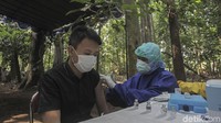 Proses vaksinasi ini terlihat berbeda karena dilakukan di dalam hutan mini pardiyan.