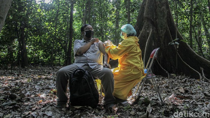 Momen Vaksinasi di Dalam Hutan ala Mahasiswa UGM Fakultas Kehutanan Universitas Gajah Mada menggelar vaksinasi COVID-19 di dalam hutan mini pardiyan atau Arboretum milik Fakultas Kehutanan UGM.