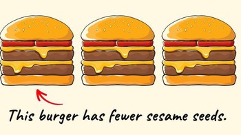 Jawabannya paling kiri, karena jumlah biji wijen di roti lebih sedikit. Foto: dok Brightsight